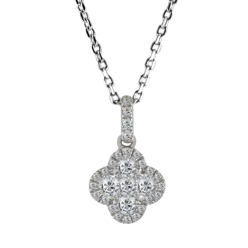 18ct White Gold 0.30ct Diamond Fancy Cluster Necklace