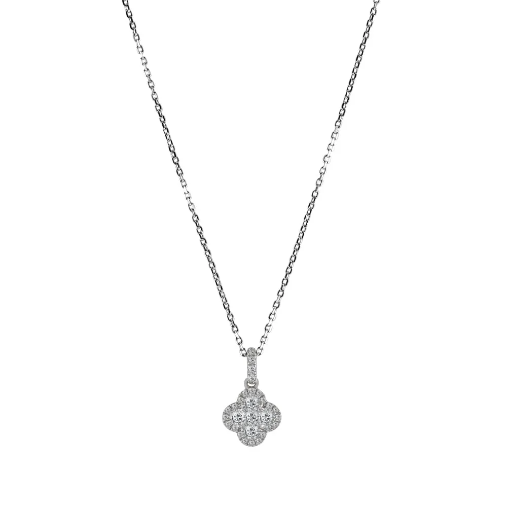18ct White Gold 0.30ct Diamond Fancy Cluster Necklace