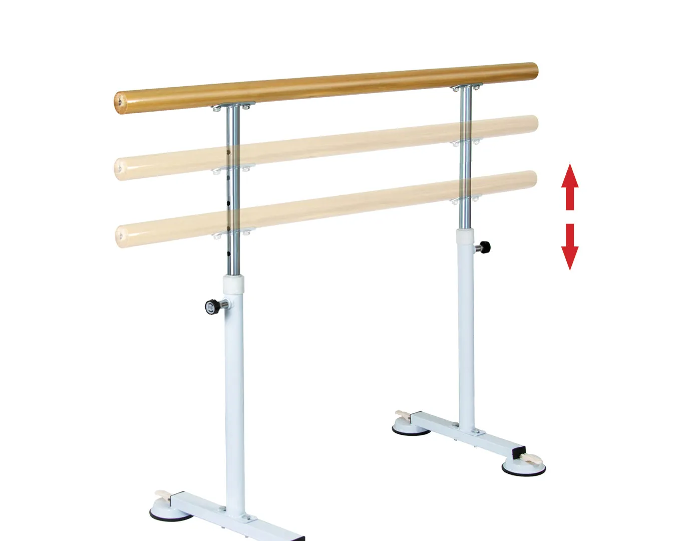 Adjustable Wooden Ballet Bar, Suction Base, 1.5M Freestanding