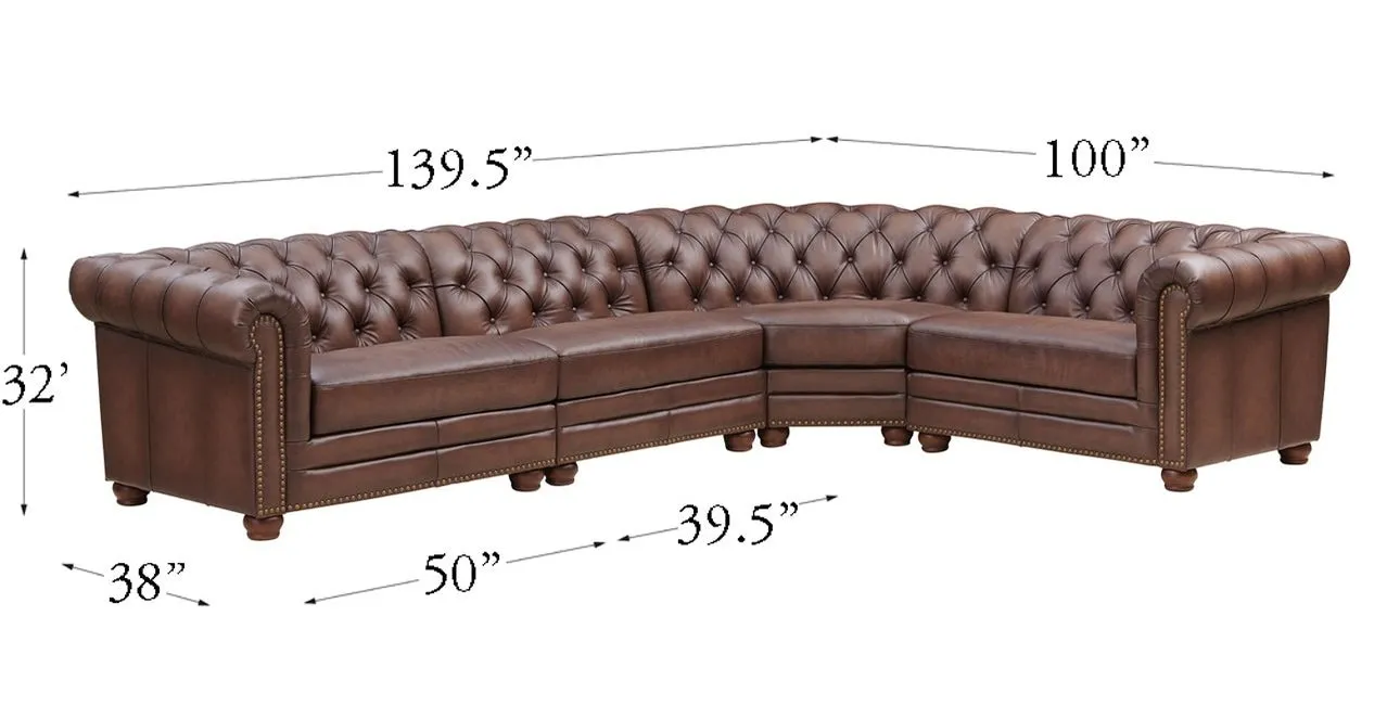 Aliso Leather Sectional Collection, Caramel Brown