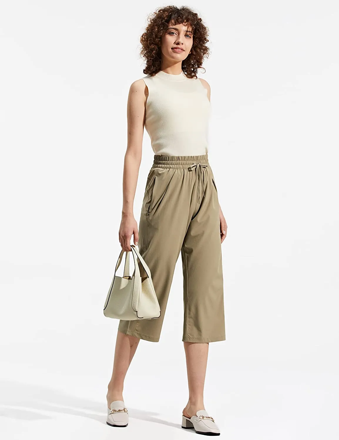Amy Fashion - Capri Pants Wide Leg Lightweight Quick Dry Comfy Lounge Sweatpants