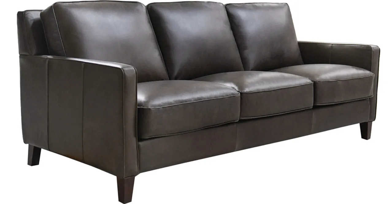 Ashby Waxy Pull-up Leather Sofa Collection, Granite Gray