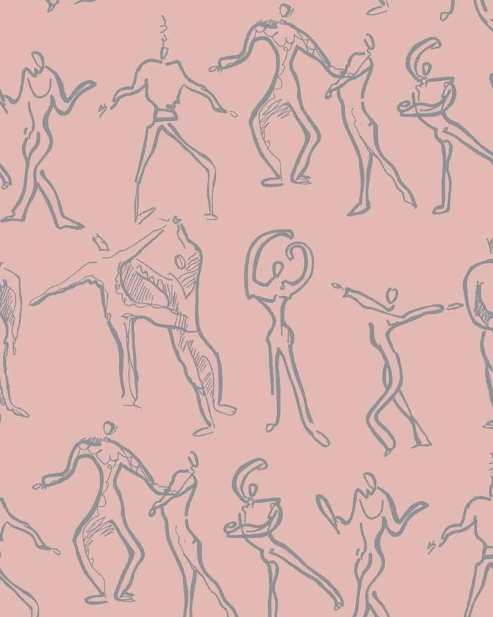 Dancers Wallpaper - Blush   Grey
