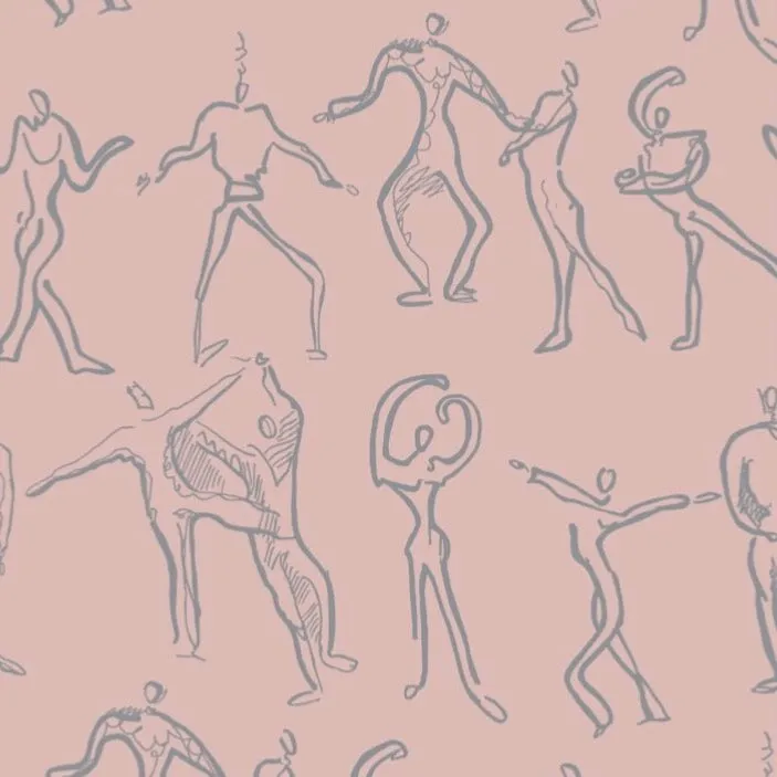 Dancers Wallpaper - Blush   Grey