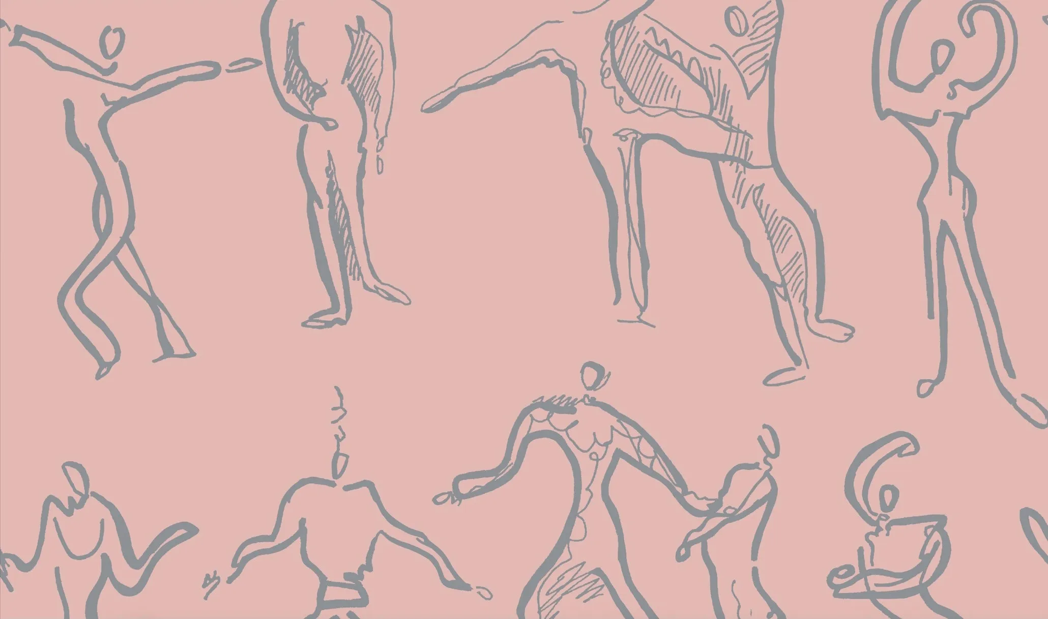 Dancers Wallpaper - Blush   Grey