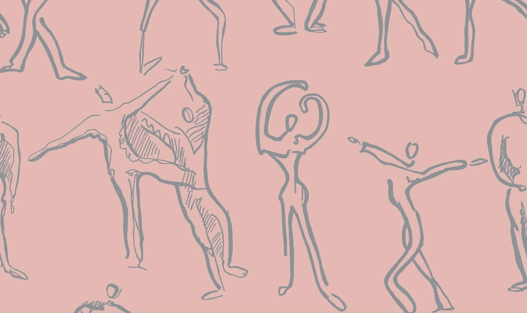 Dancers Wallpaper - Blush   Grey