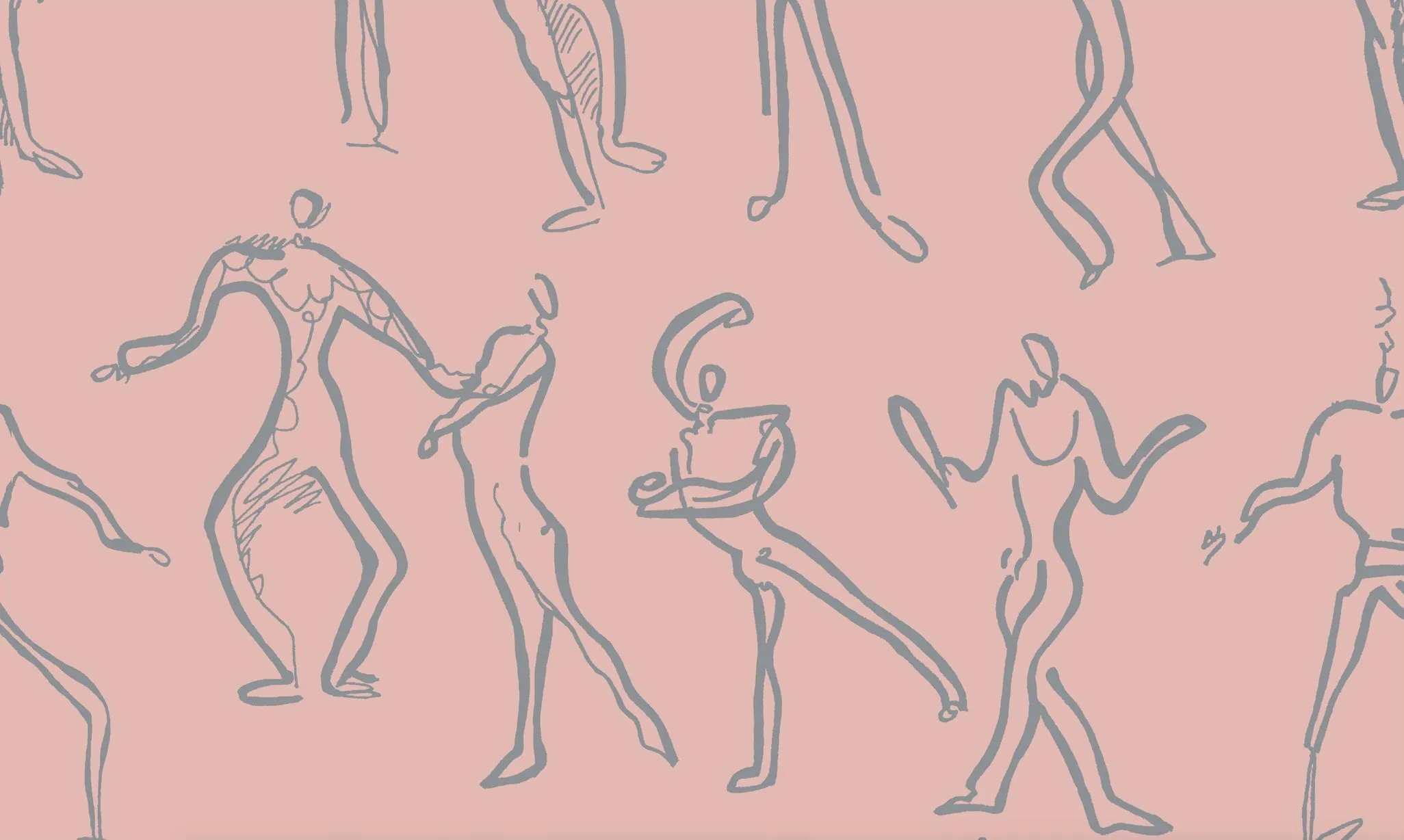 Dancers Wallpaper - Blush   Grey