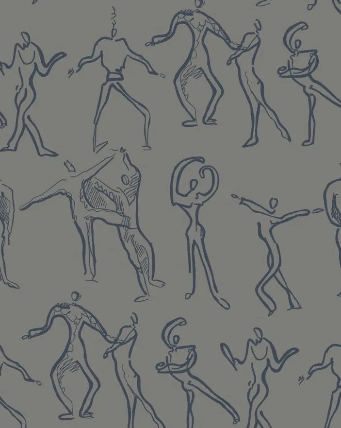 Dancers Wallpaper - Mushroom   Grey