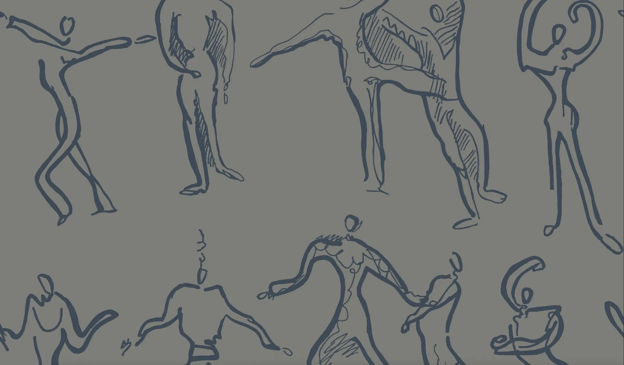 Dancers Wallpaper - Mushroom   Grey