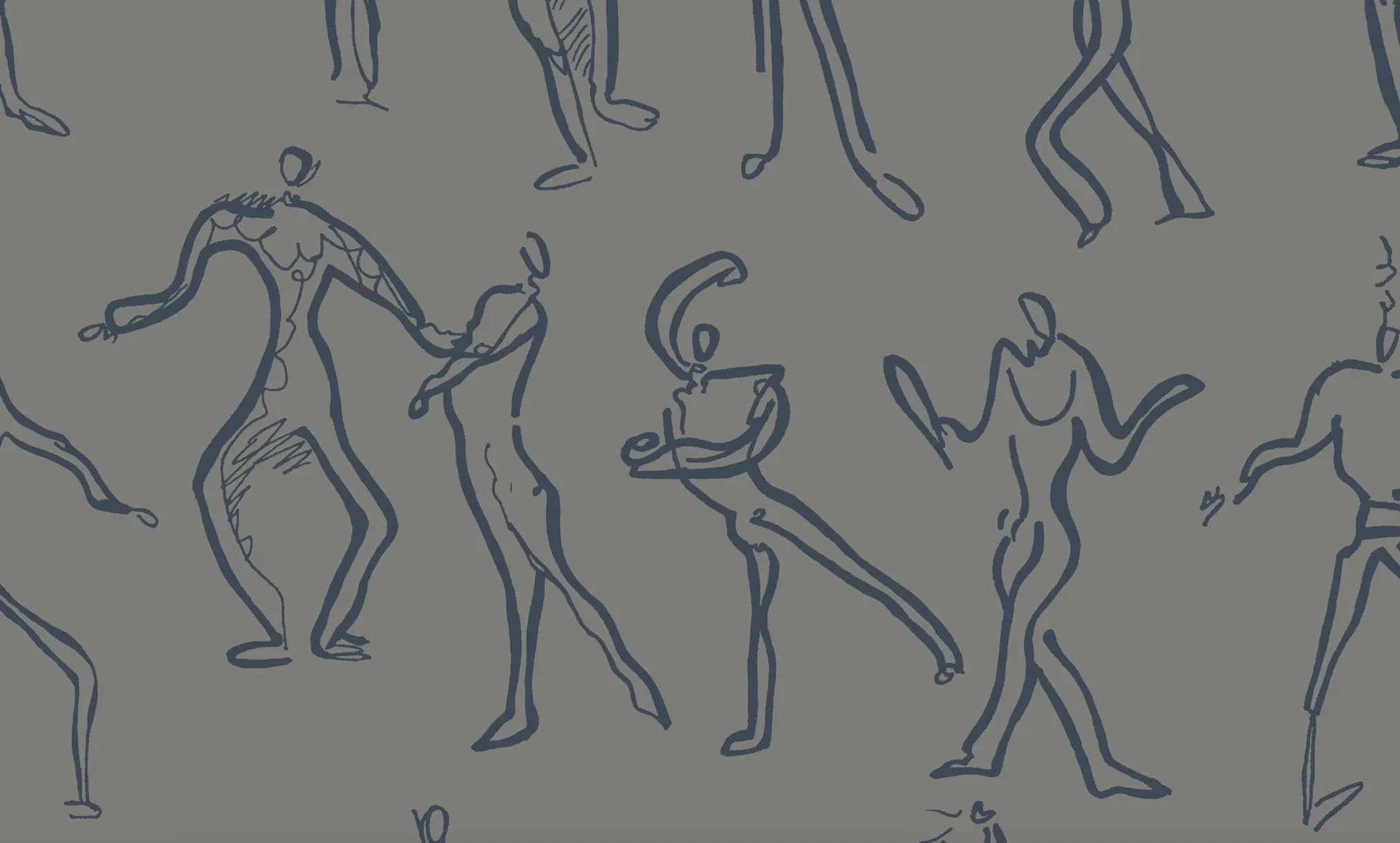 Dancers Wallpaper - Mushroom   Grey