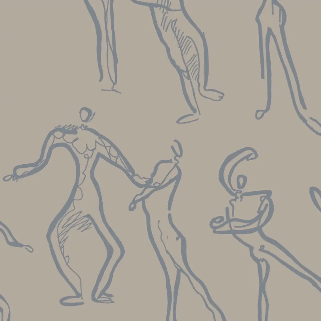 Dancers Wallpaper - Stone   Grey