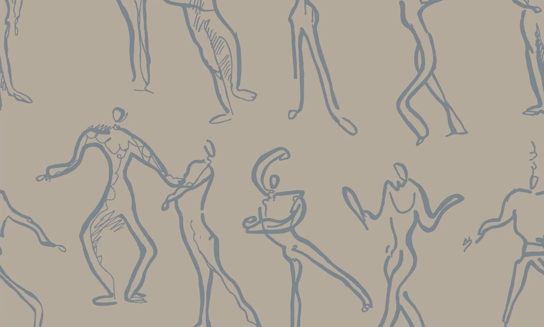 Dancers Wallpaper - Stone   Grey
