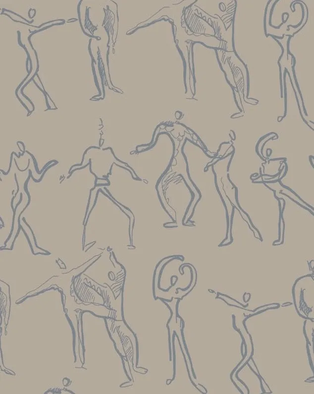 Dancers Wallpaper - Stone   Grey
