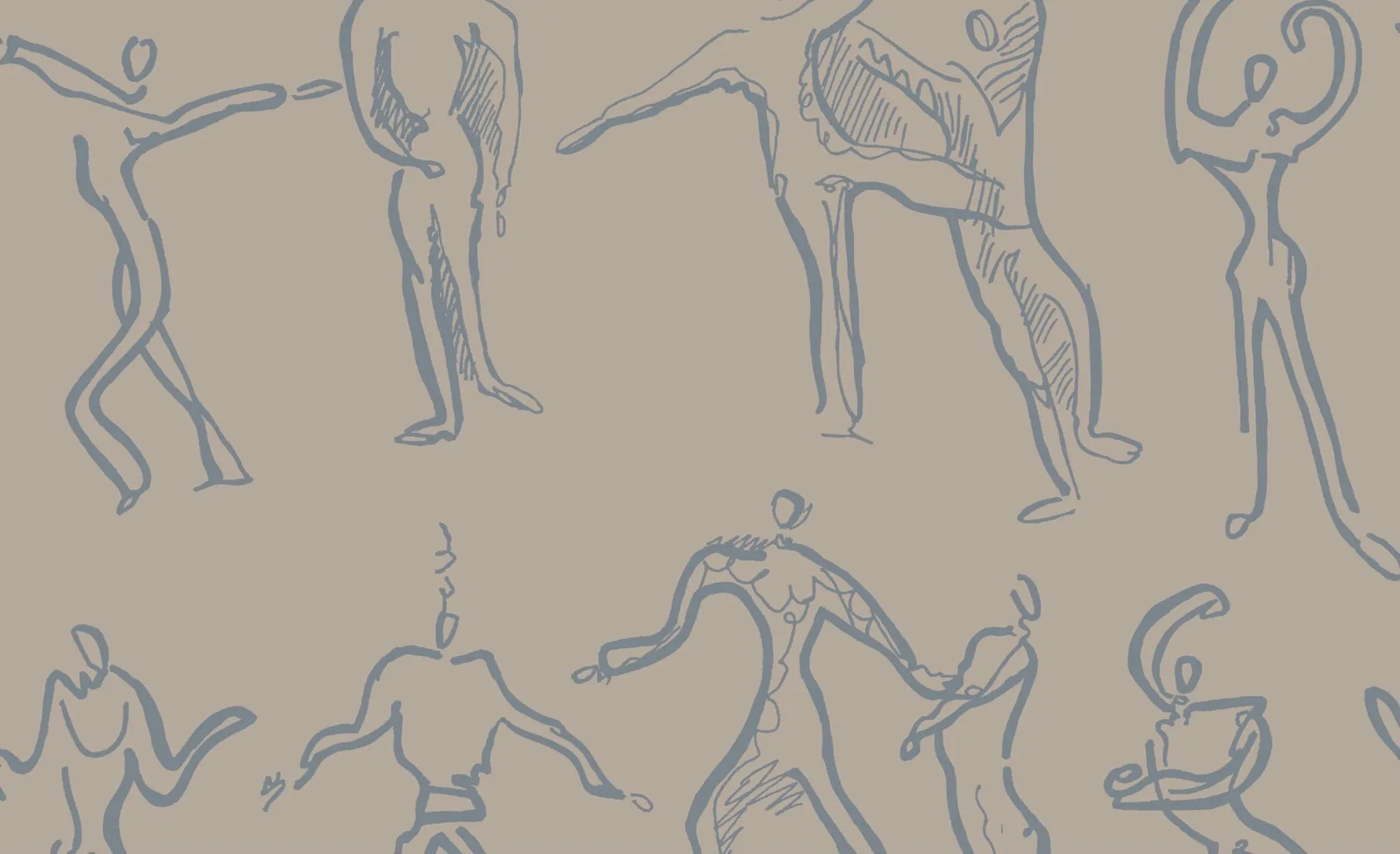 Dancers Wallpaper - Stone   Grey