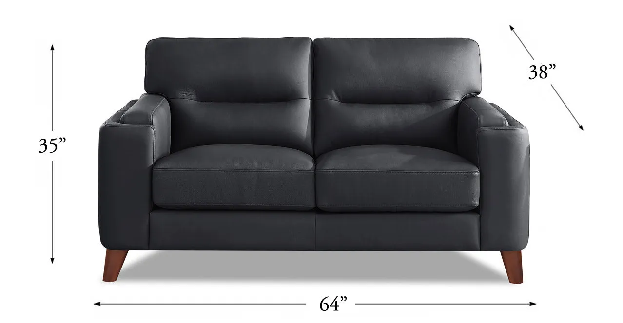 Elm Leather 2 Seater Sofa Collection, Charles Black