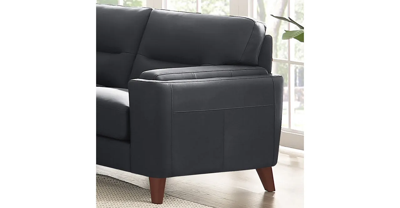 Elm Leather 2 Seater Sofa Collection, Charles Black