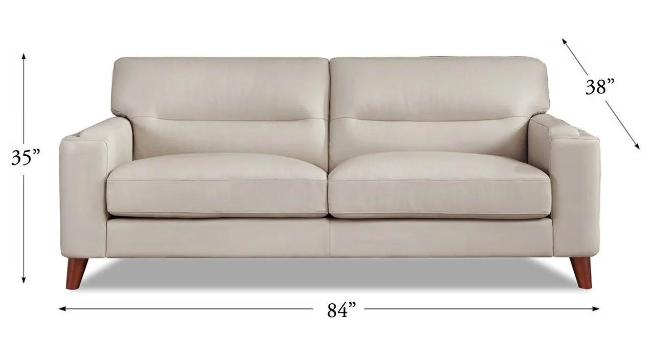 Elm Leather 2 Seater Sofa Collection, Vanilla White