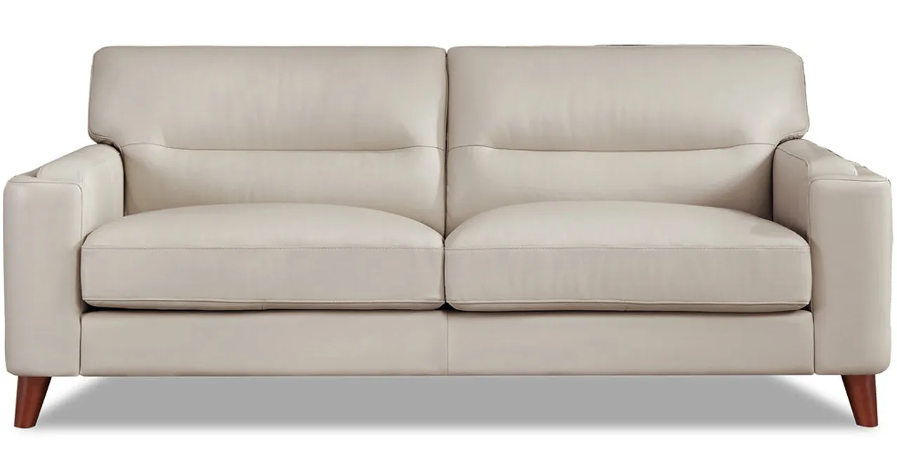 Elm Leather 2 Seater Sofa Collection, Vanilla White