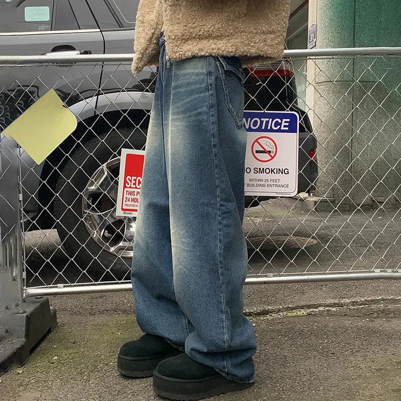Harajuku Korean Basic Baggy Jeans Women Distressed Pockets Denim Trousers Japanese Y2K Straight Leg Capris Pants Chic