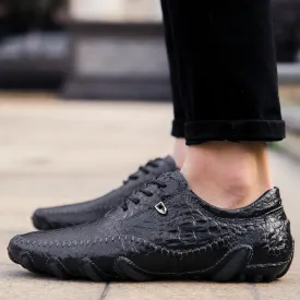 Luxury Genuine Leather Casual Flat Alligator Style Shoes