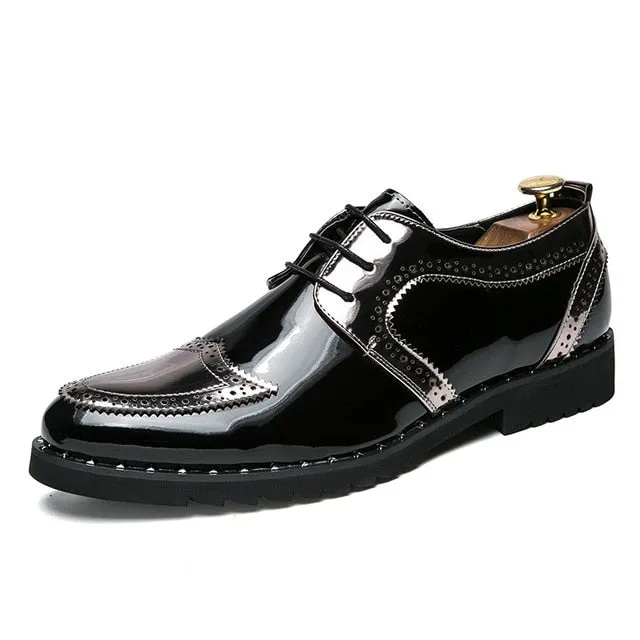 Luxury Golden Fashion Business Dress Oxford Brogue Shoes