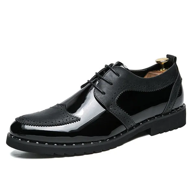 Luxury Golden Fashion Business Dress Oxford Brogue Shoes