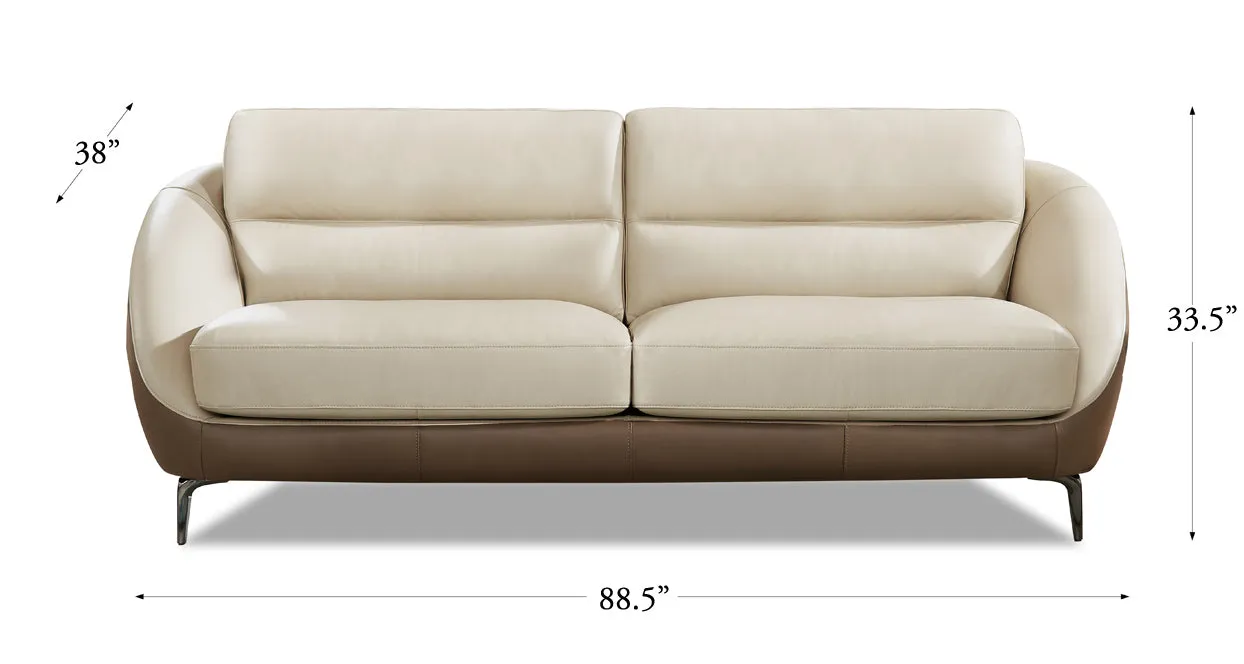 Makena Leather Sofa Collection, Vanilla White