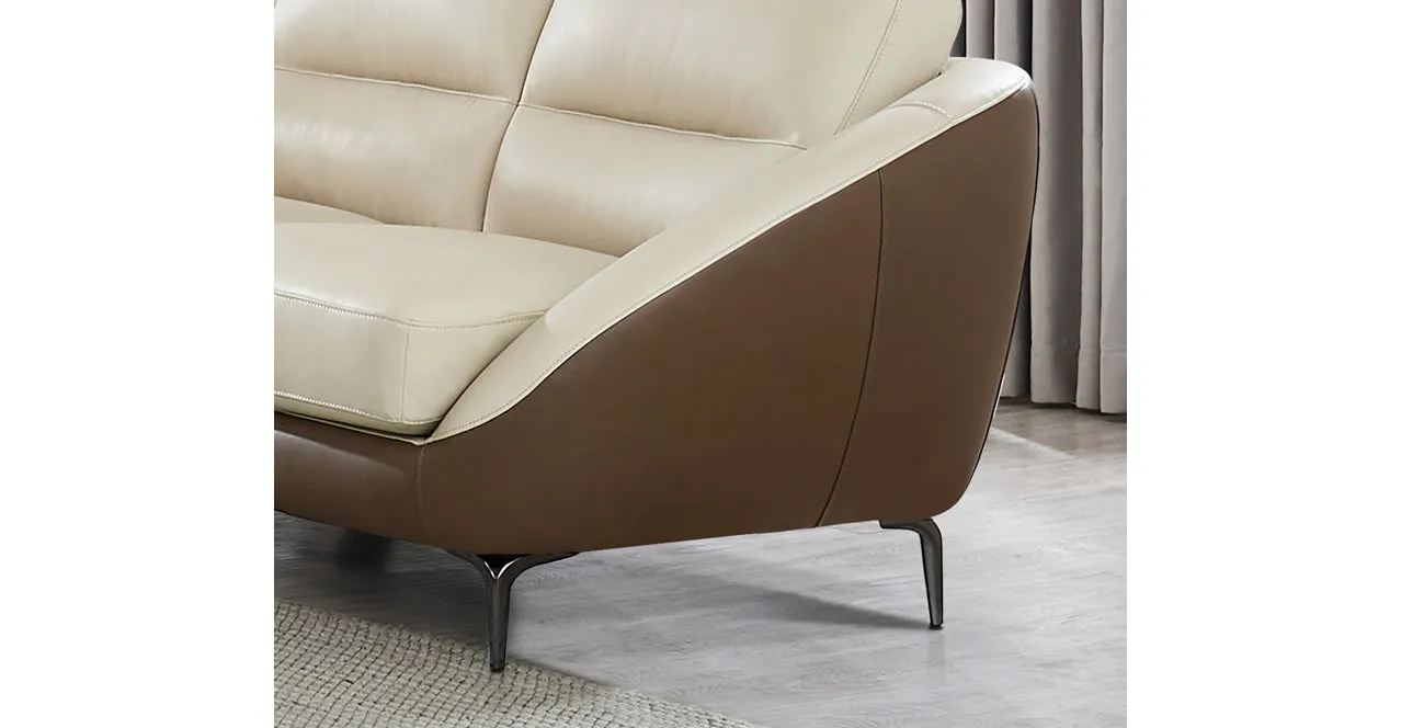 Makena Leather Sofa Collection, Vanilla White