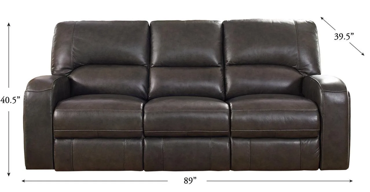 New Castle Power Leather Sofa, Quartz Gray