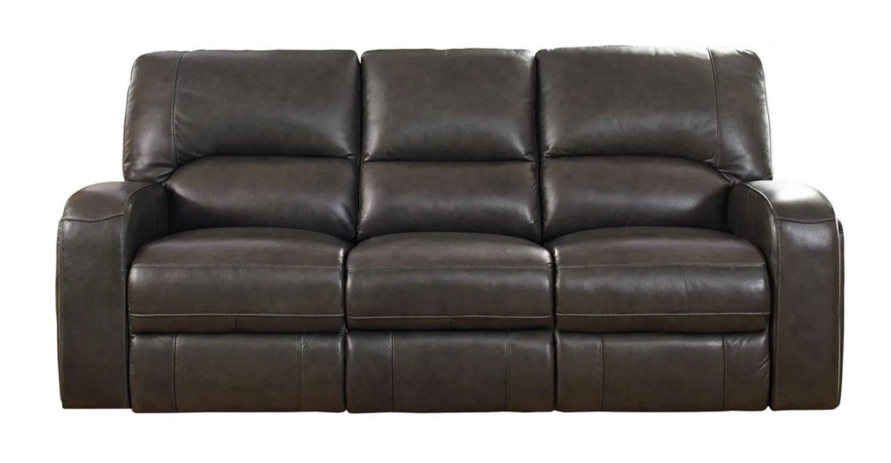 New Castle Power Leather Sofa, Quartz Gray