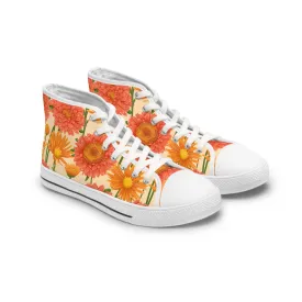 Orange Flower Women's High Top Sneakers