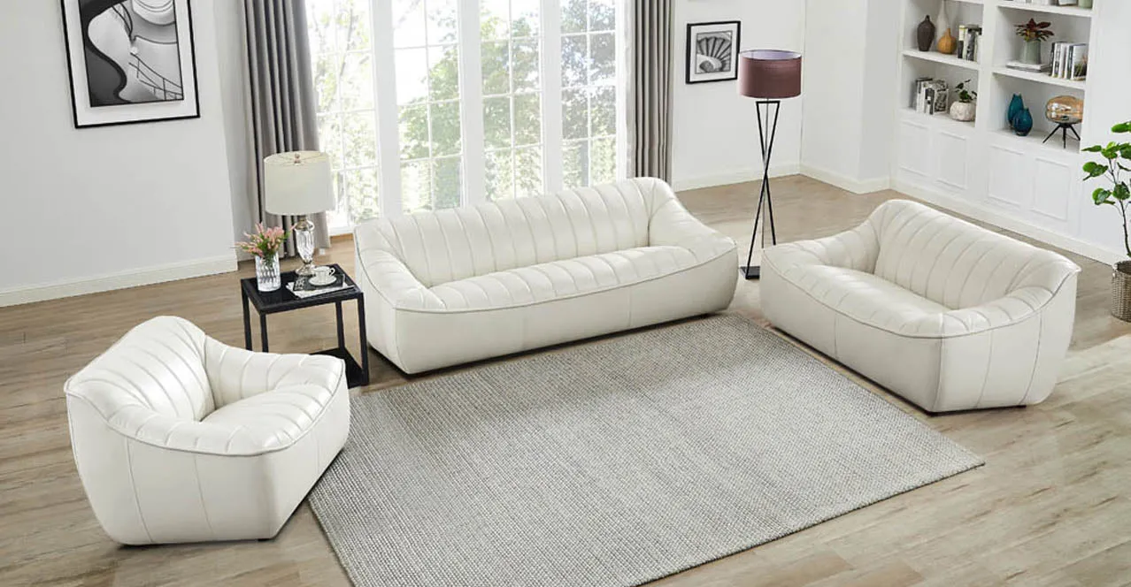 Snug Leather Sofa Collection, Cream White