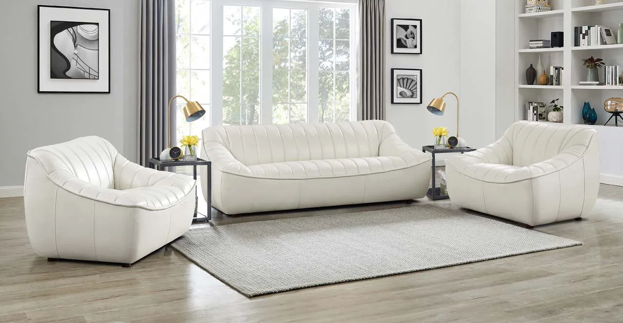 Snug Leather Sofa Collection, Cream White