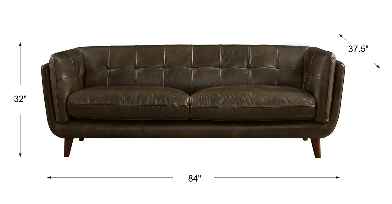 Solana Waxy Pull-up Leather Sofa Collection, Cambridge Black