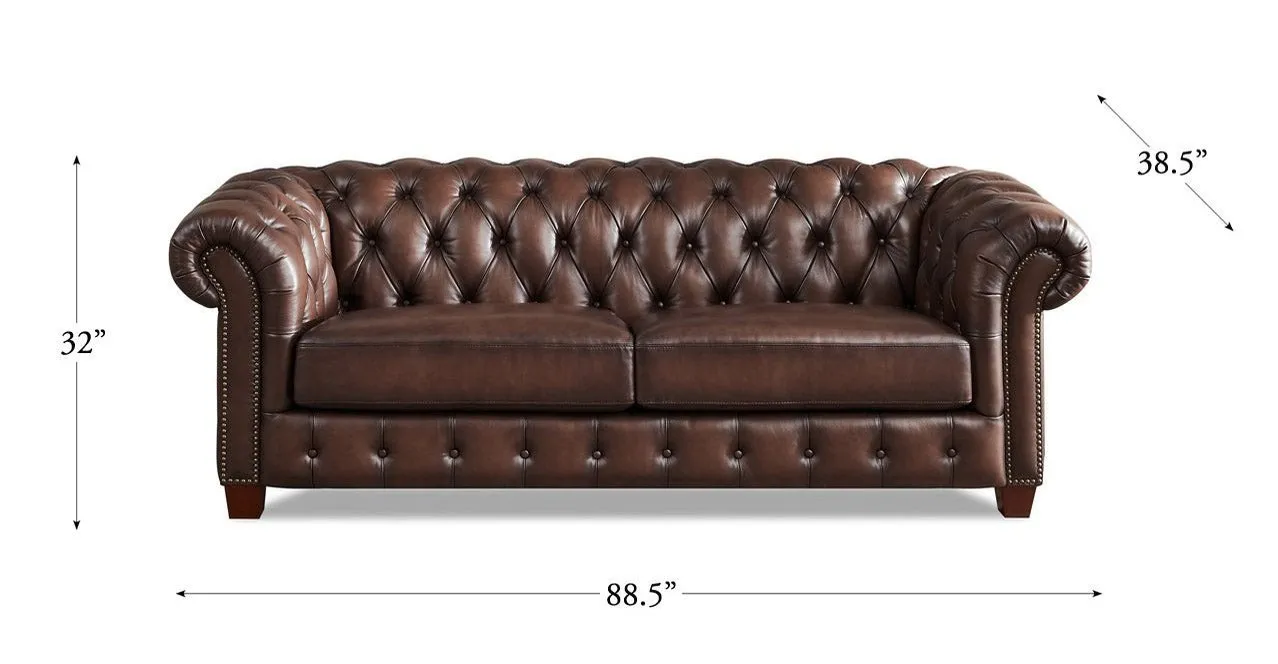 Versailles Leather Sofa Collection, Caramel Brown