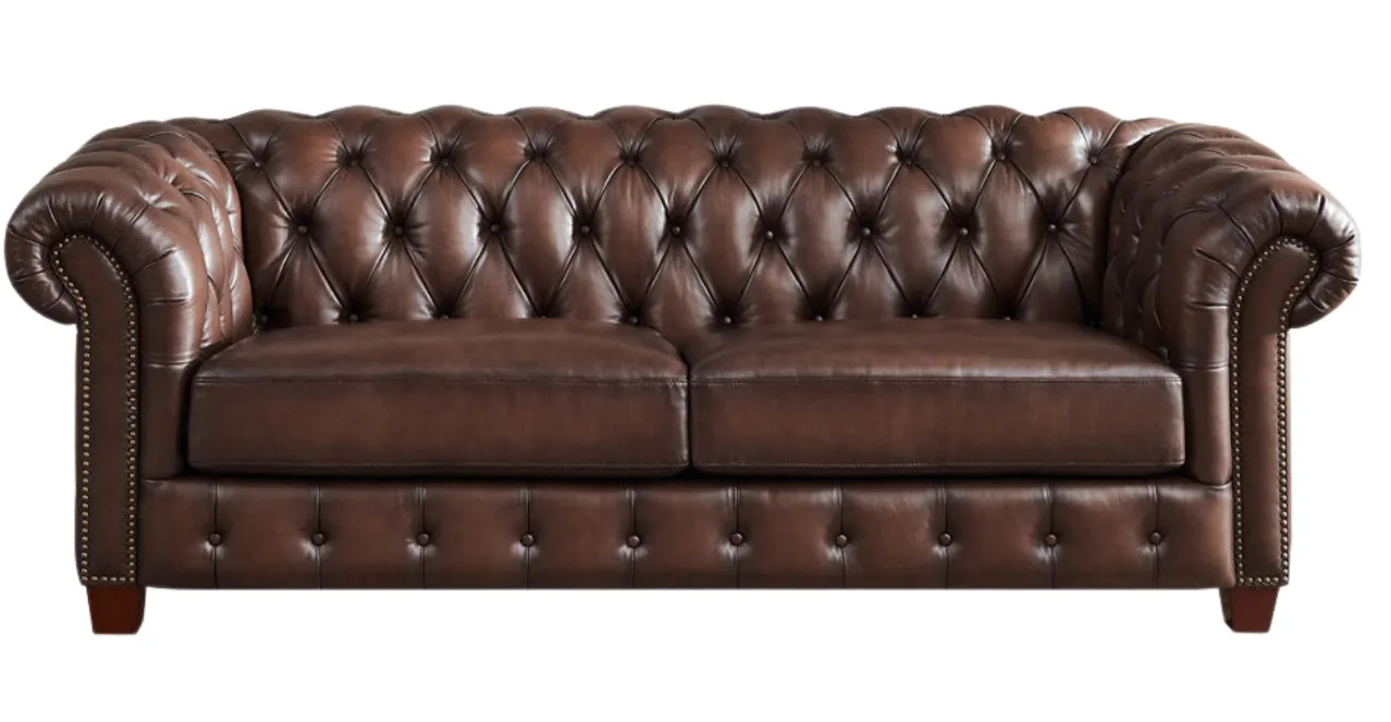 Versailles Leather Sofa Collection, Caramel Brown
