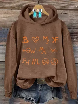 Women's Cattle Brand Print Casual Sweatshirt
