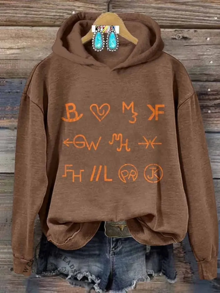 Women's Cattle Brand Print Casual Sweatshirt